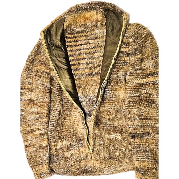 Wool blend fuzzy zip front sweater cardigan size S - Picture 3 of 9